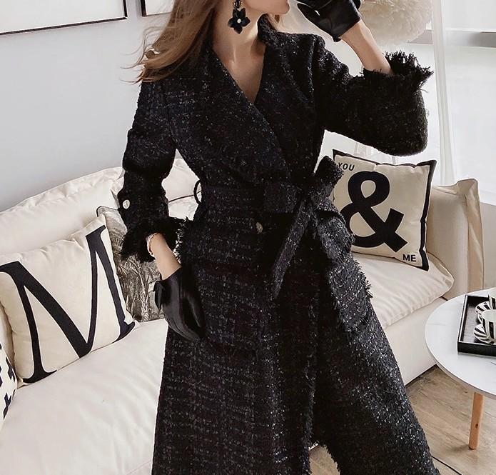 Mikaela Italian Tweed Coat Black
