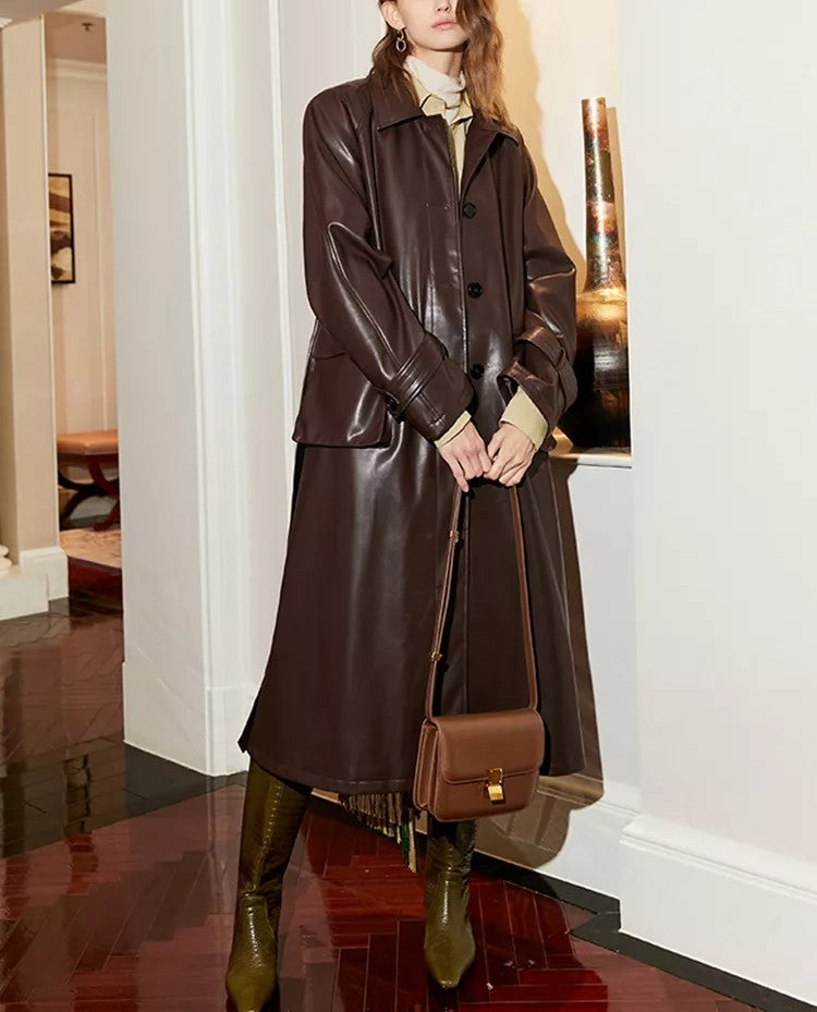 Landon Luxe Vegan Leather Coat