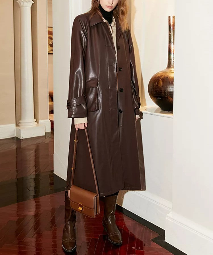 Landon Luxe Vegan Leather Coat