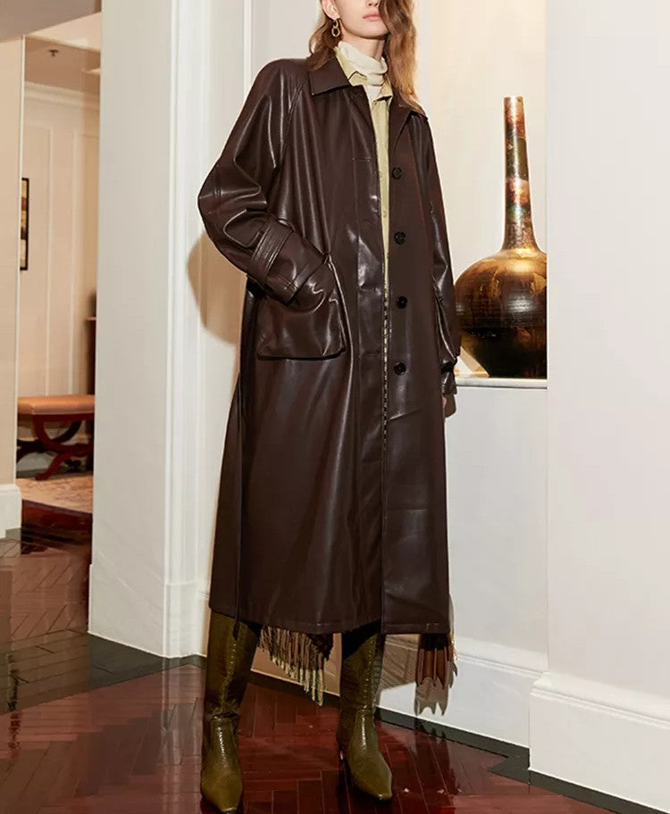 Landon Luxe Vegan Leather Coat
