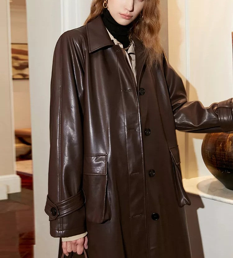 Landon Luxe Vegan Leather Coat