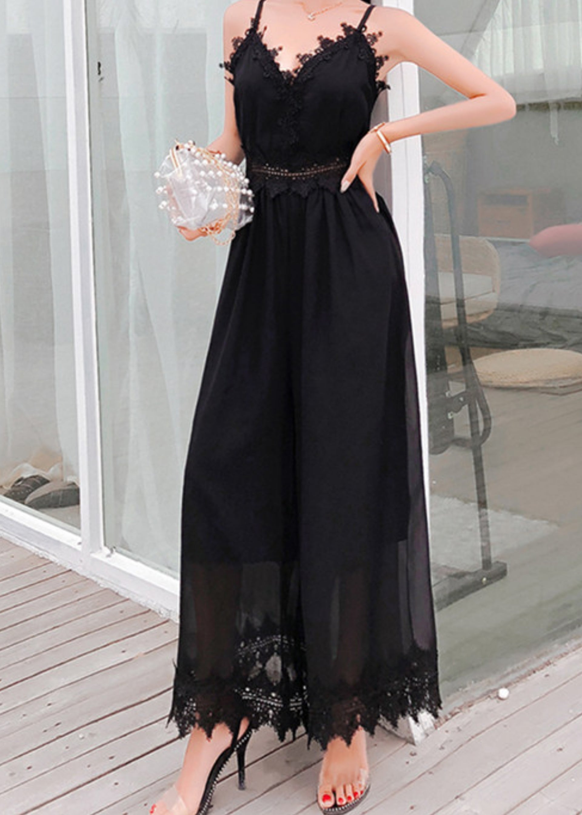Mykonos Lace Jumpsuit Black