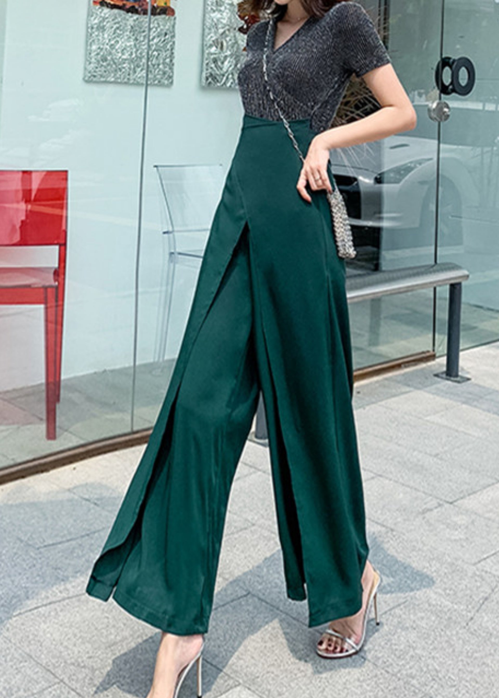 Dubai Chiffon Jumpsuit Green