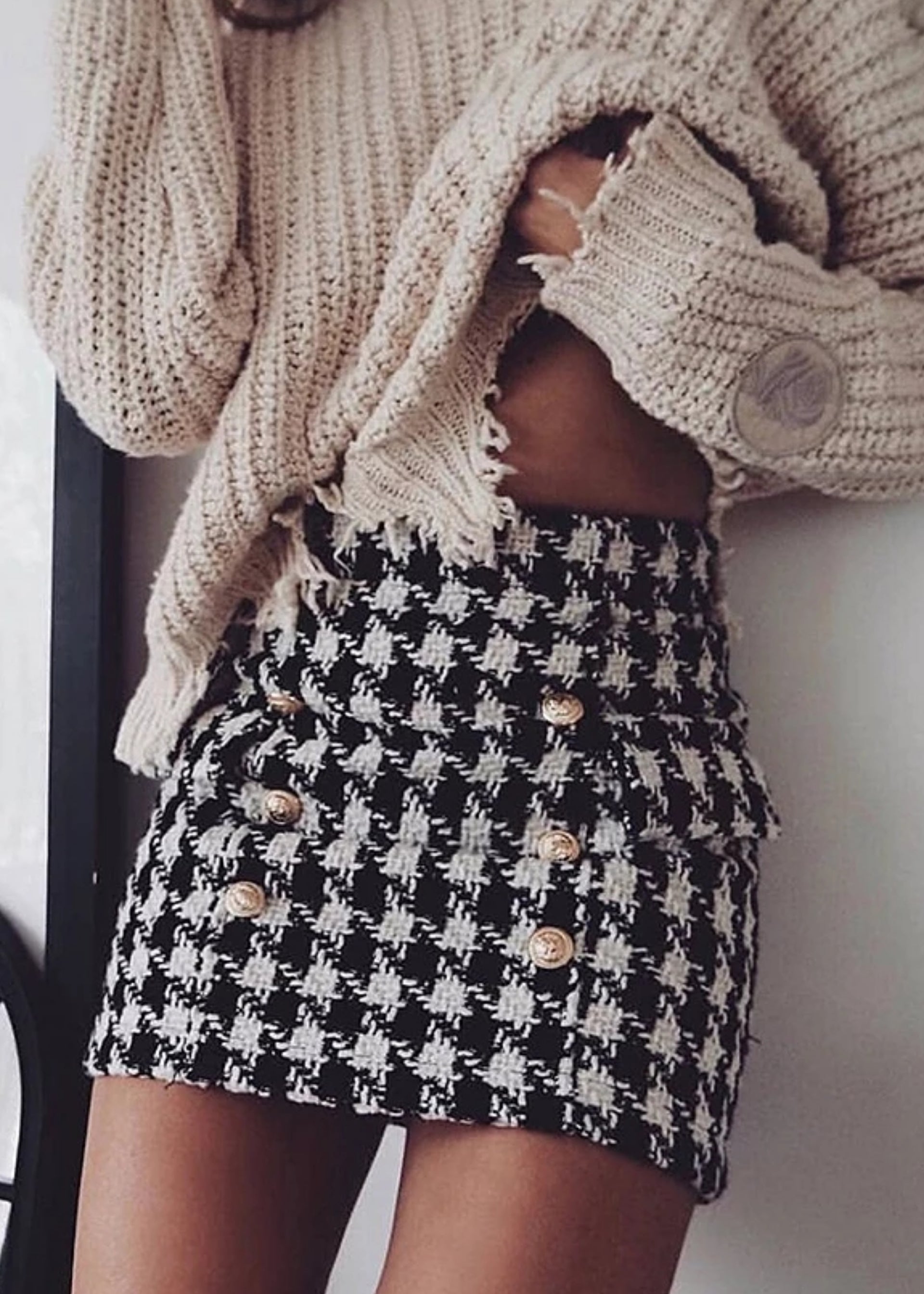 Moe Tweed Mini Skirt