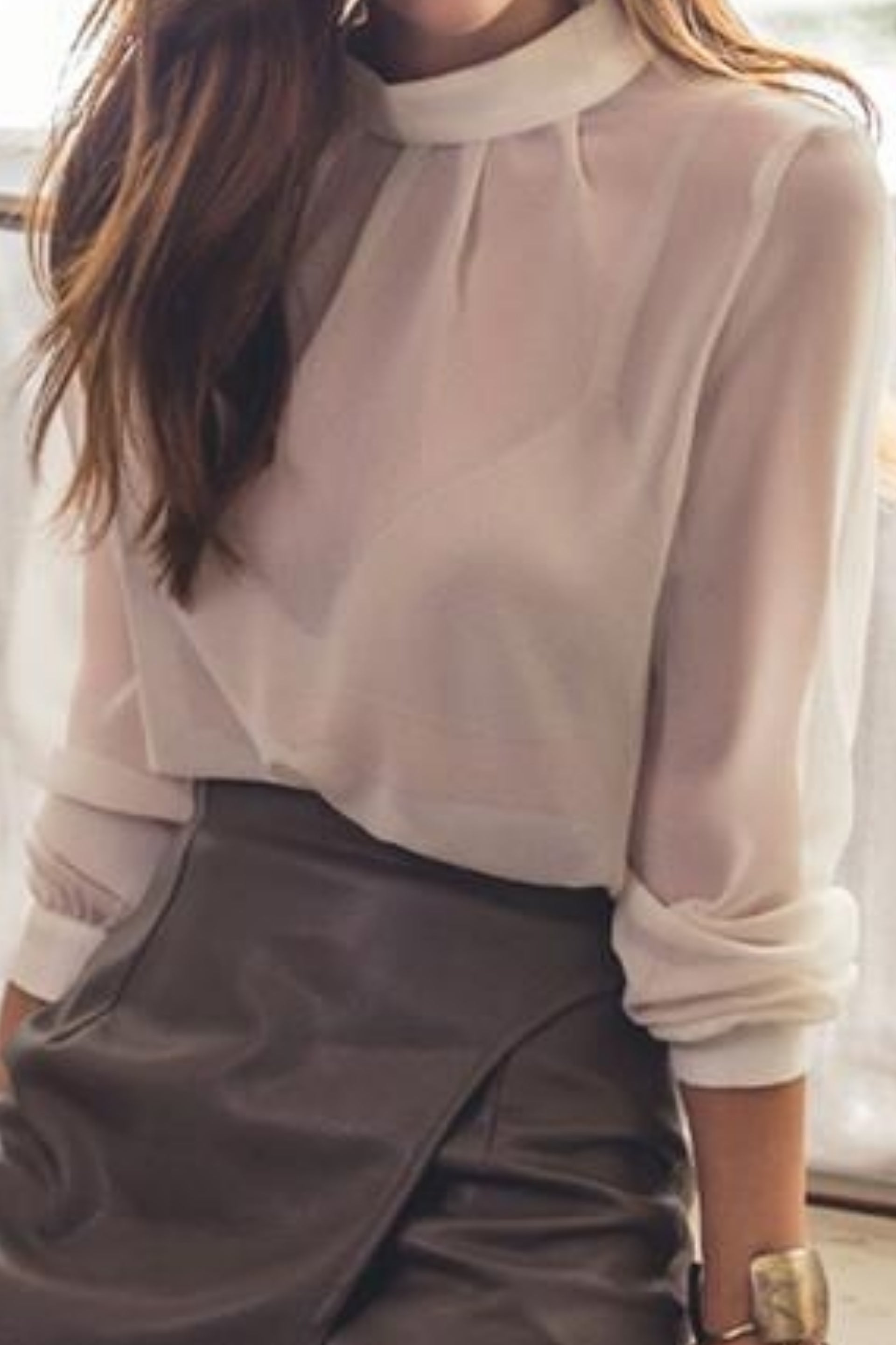 Goddess Chiffon Blouse Beige