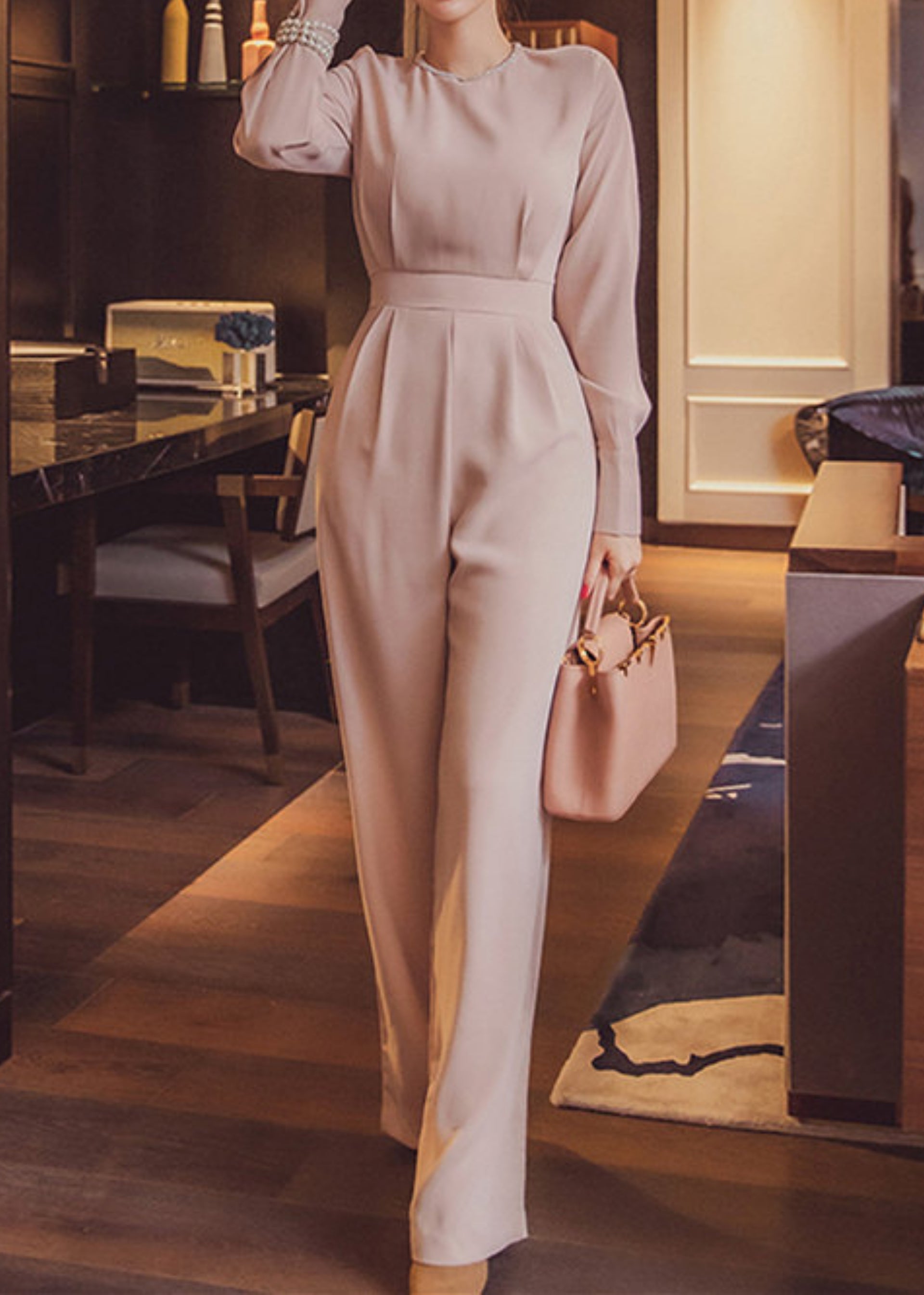 Estelle Rhinestone Collar Jumpsuit
