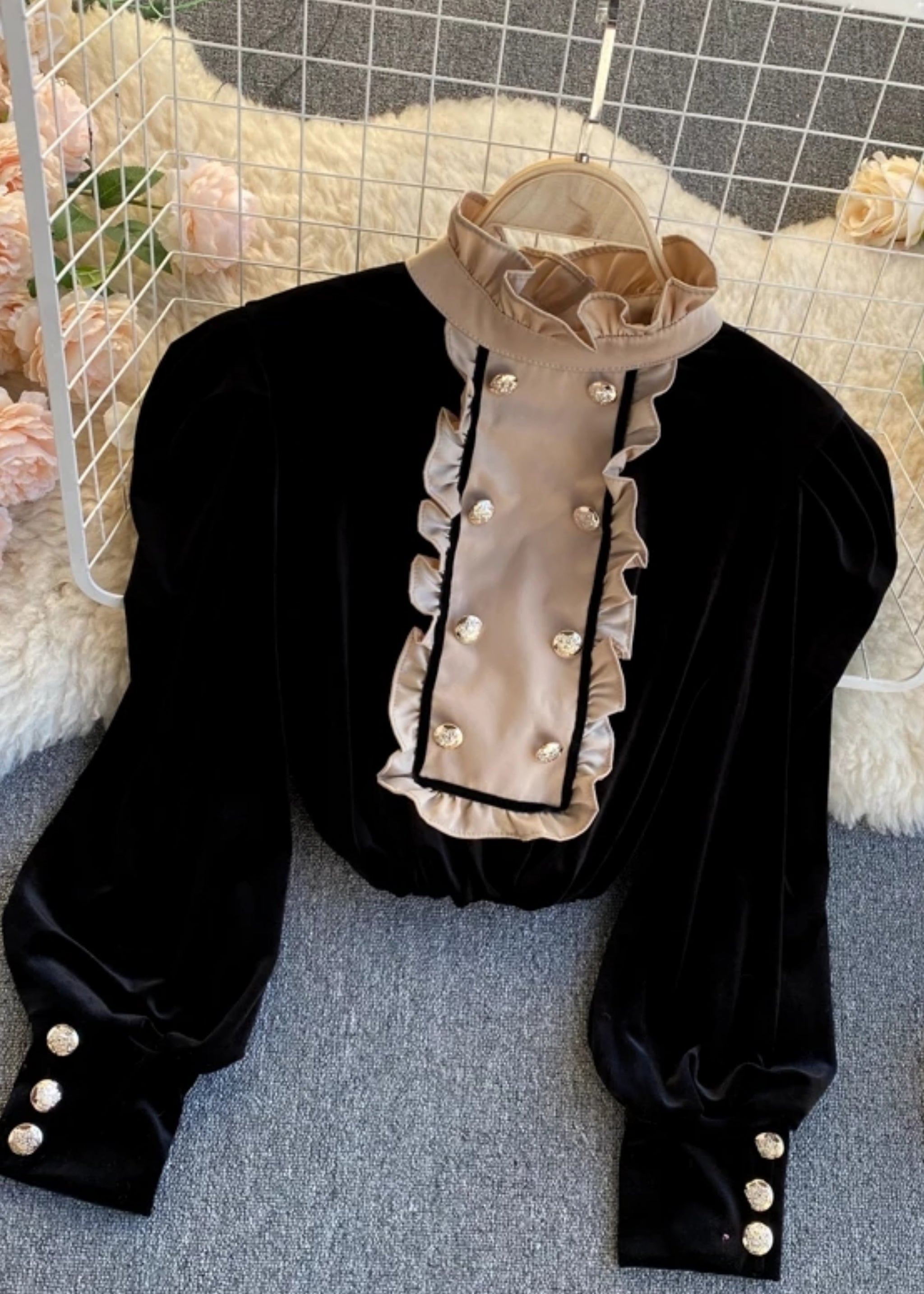 Batia Velvet Blouse Black