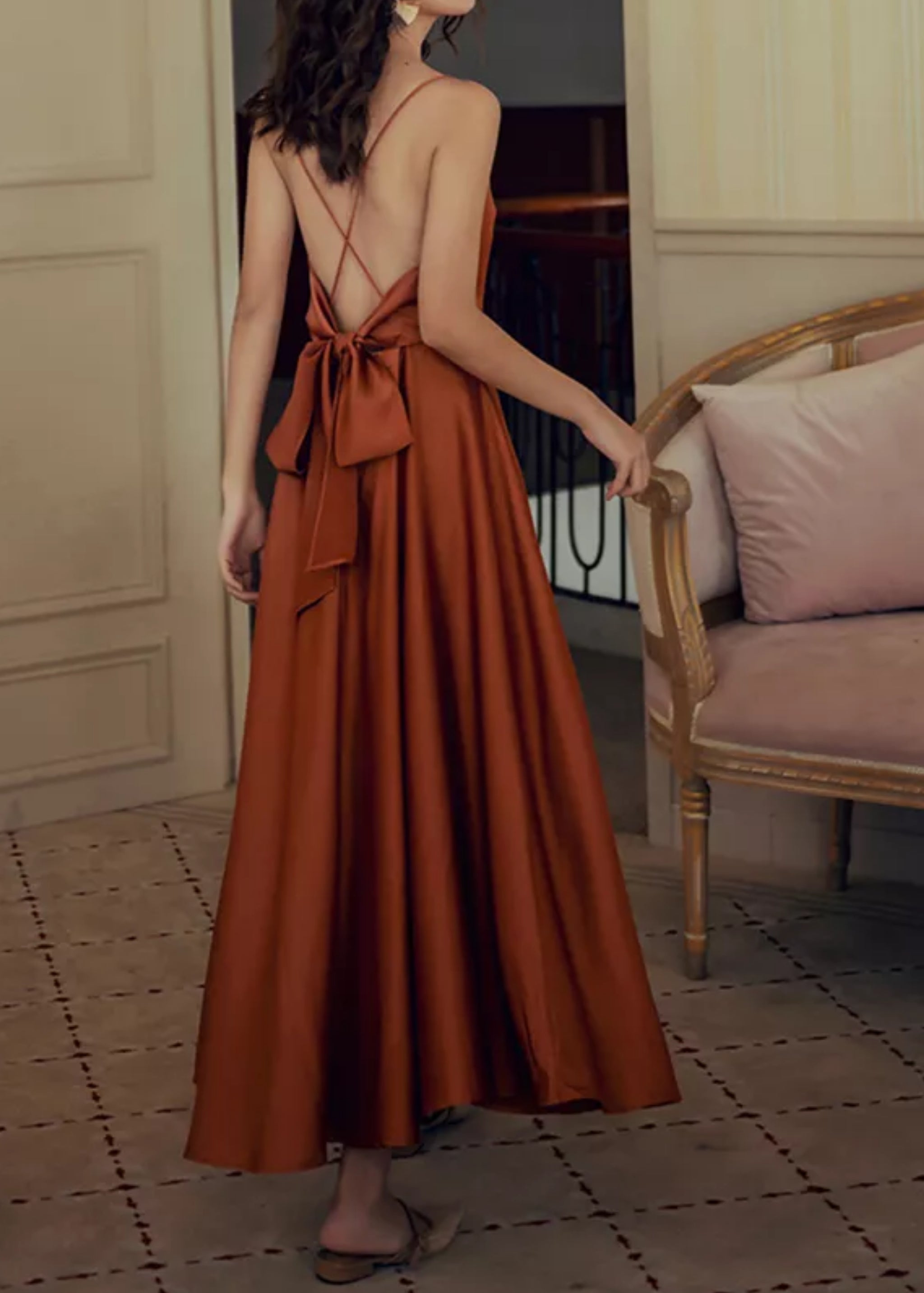 Moroccan Satin Backless Dress