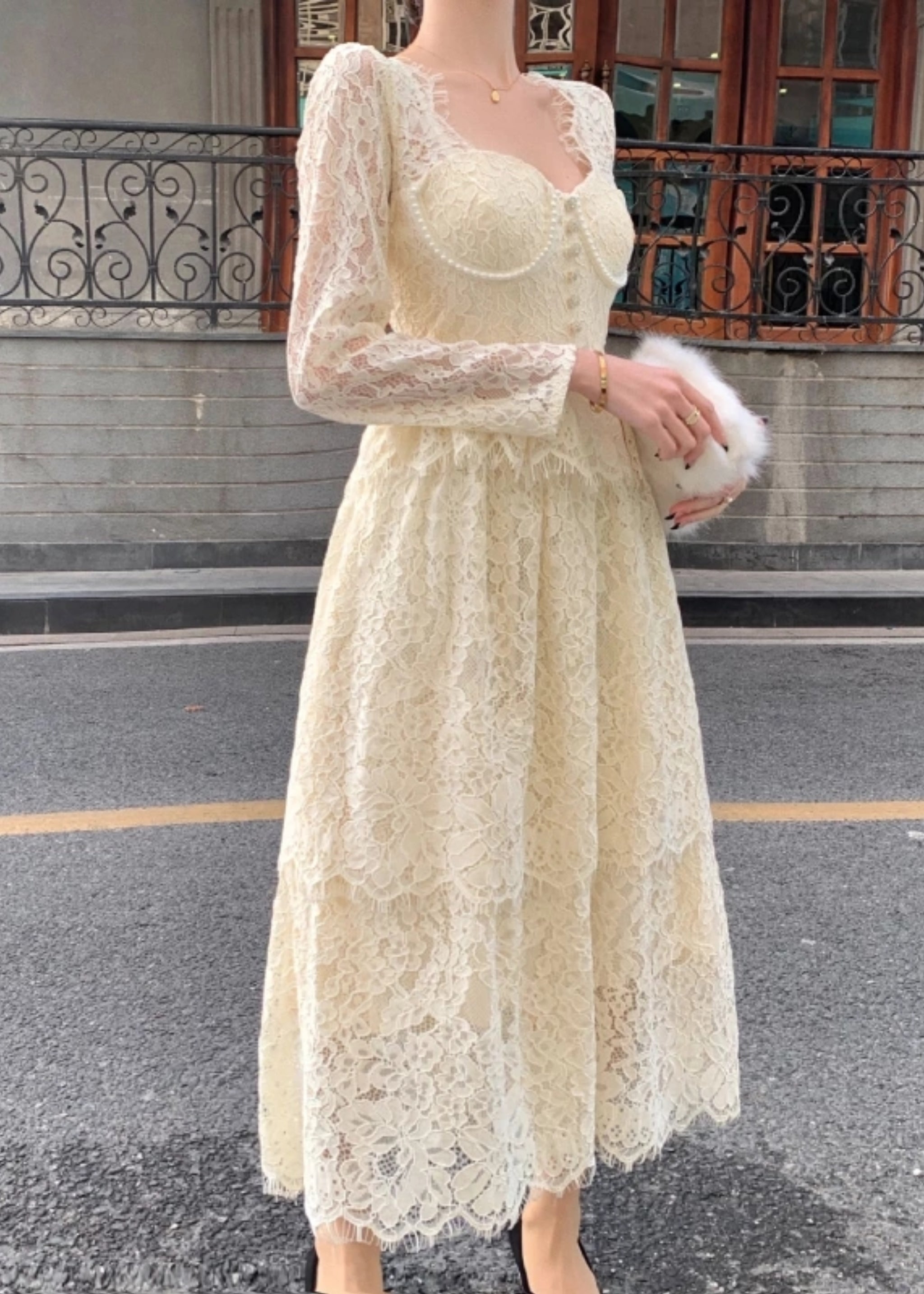 Persia French Lace Vintage Midi Dress