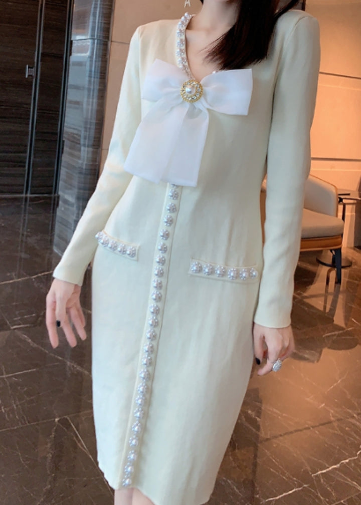 Roma Pearl Knit Dress Ivory