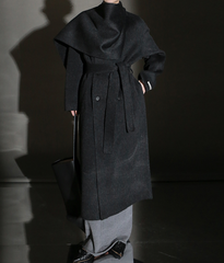 Elle Scarf Collar Cashmere Coat Black