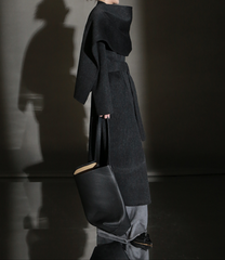 Elle Scarf Collar Cashmere Coat Black