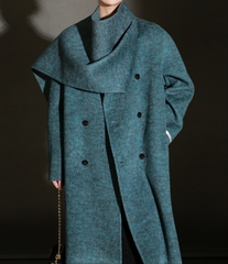 Elle Scarf Collar Cashmere Coat Teal