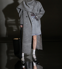 Elle Scarf Collar Cashmere Coat Grey