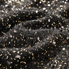 Close-up of the black sequin embellished fabric