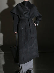 Elle Scarf Collar Cashmere Coat Black