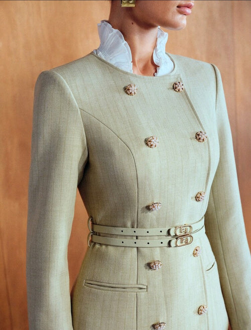 Montreal Double Breasted Pearled Peacoat