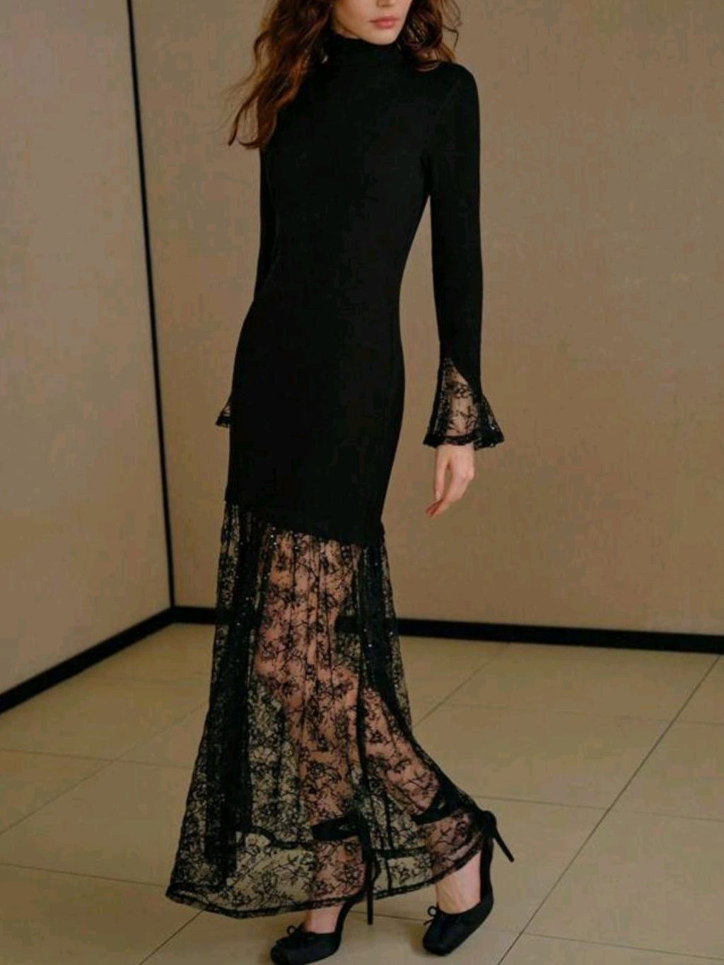 polyester lace dress Women's Mini Scalloped Lace Dress
