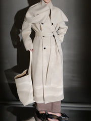 Elle Scarf Collar Cashmere Coat Oat