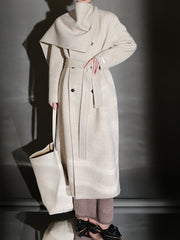 Elle Scarf Collar Cashmere Coat Oat