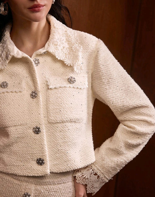 Stellina Embroidered Tweed Coat