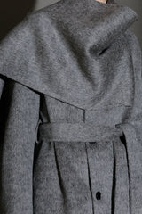 Elle Scarf Collar Cashmere Coat Grey