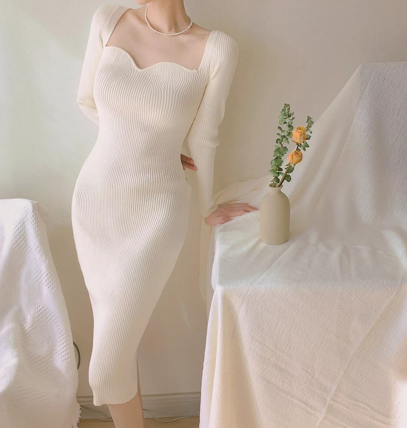 elena knit dress ELENA rib-knit dress in Espresso Elegantees