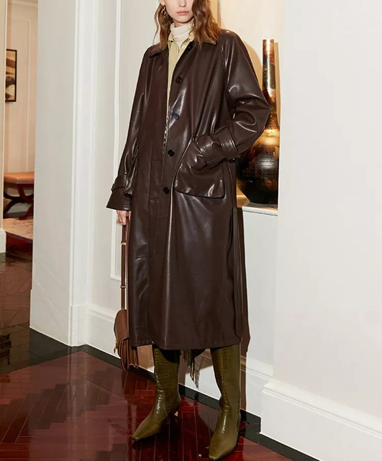 Landon Luxe Vegan Leather Coat