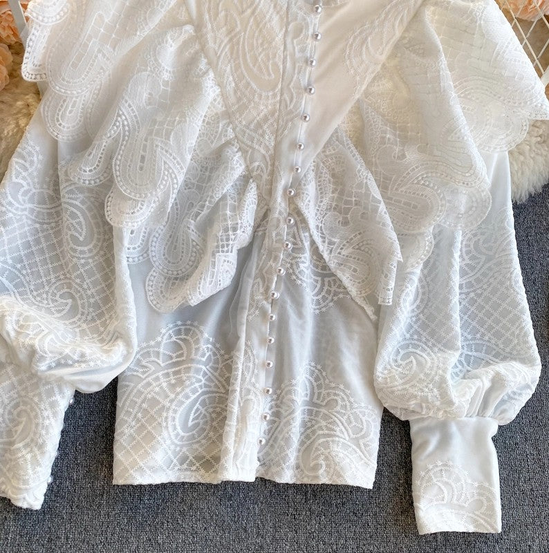 Pure Grace Embroidered Blouse White