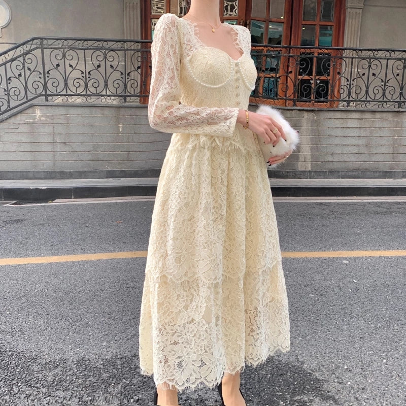 Persia French Lace Vintage Midi Dress Persia French Lace Vintage Midi Dress
