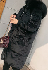Velvet Hooded Coat Black