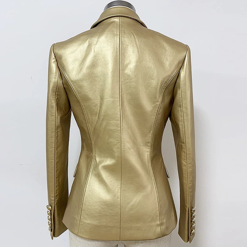 Kingdom Vegan Leather Jacket Gold