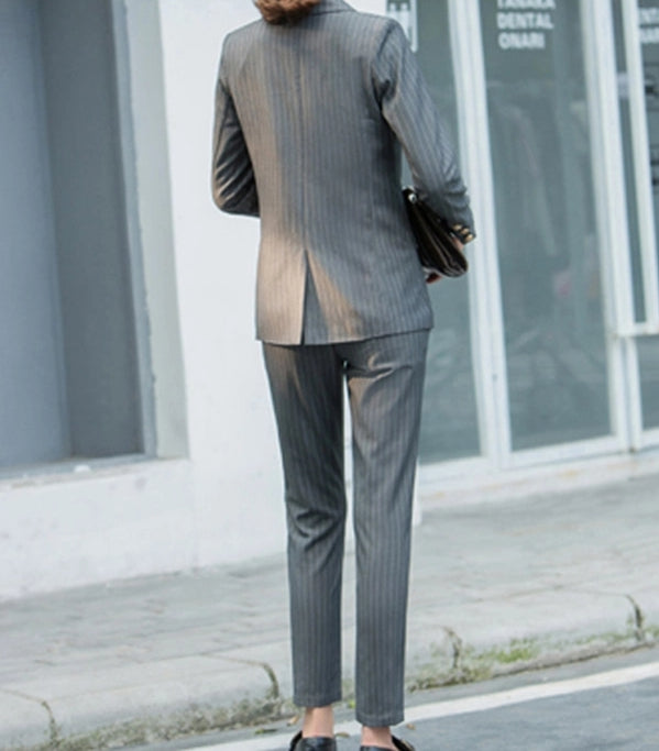 Ema Pinstripe Suit Grey