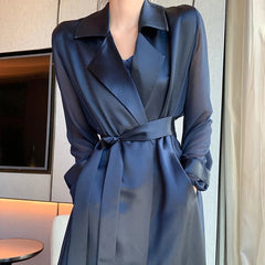 Marie Vintage Satin Trench Coat