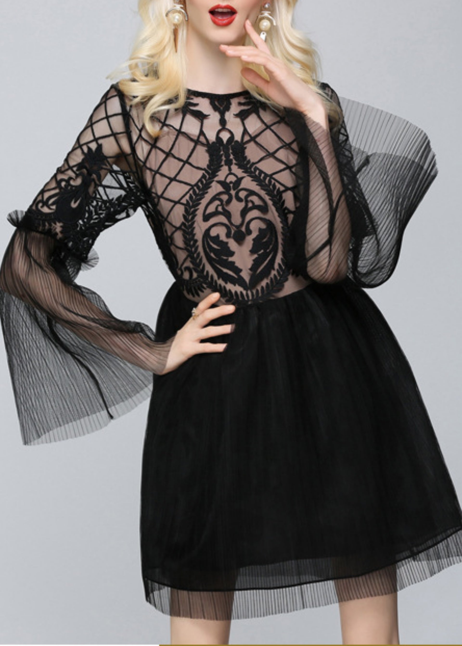 Emanuela Gauze Dress Black