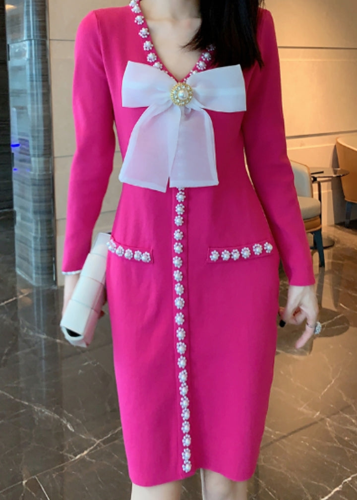 Roma Pearl Knit Dress Pink