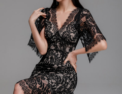 Ciara Italian Lace Dress Black