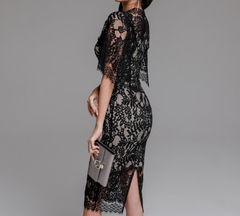 Ciara Italian Lace Dress Black