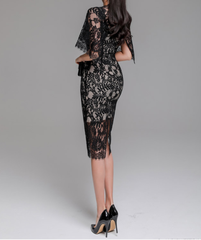 Ciara Italian Lace Dress Black