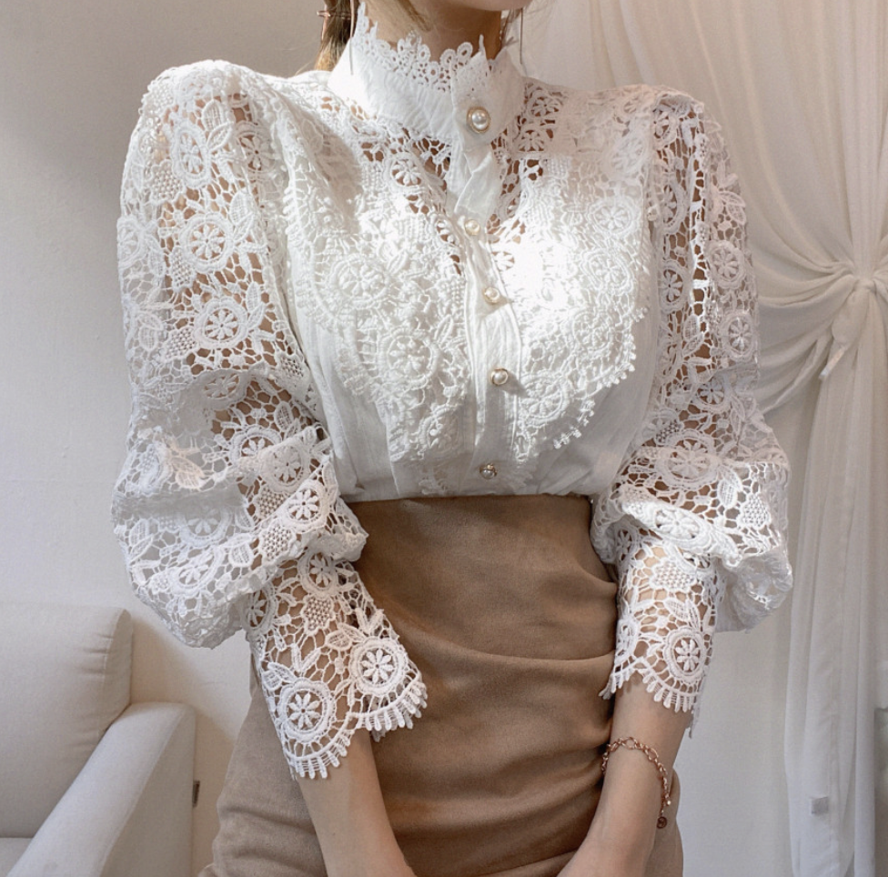Kam Signature Lace Blouse White – Belle Muse Kam Signature Lace Blouse White – Belle Muse