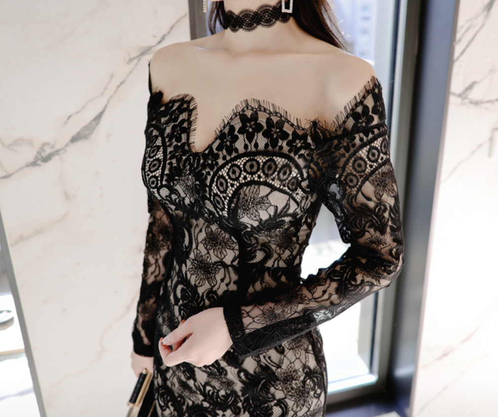 Rapheala Italian Lace Dress Black